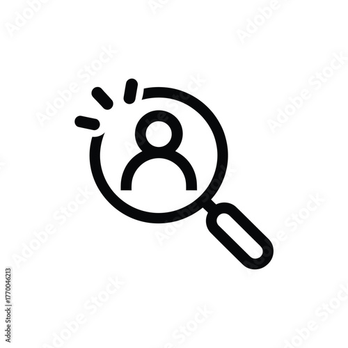 Magnifying glass searching for a person icon
