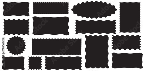 Set of with zigzag frames edge red color silhouette scalloped scallop edge shape rectangle shape with zigzag edge frame square shape various with scallop edge rectangle shape