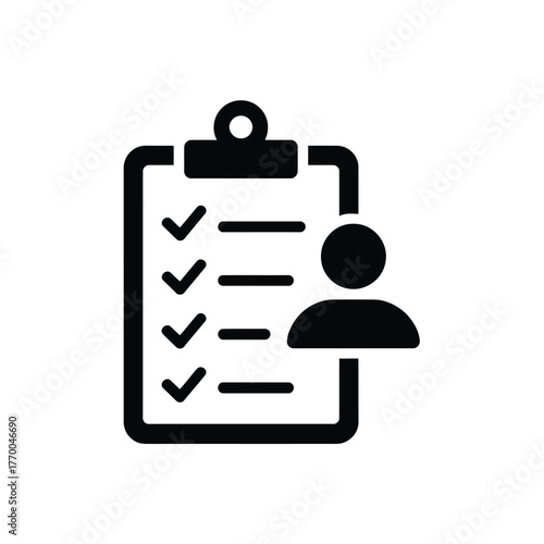 Clipboard with checklist and person icon for user tasks