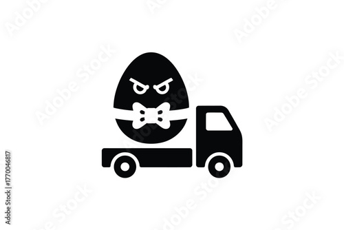Evil easter egg delivered by truck icon