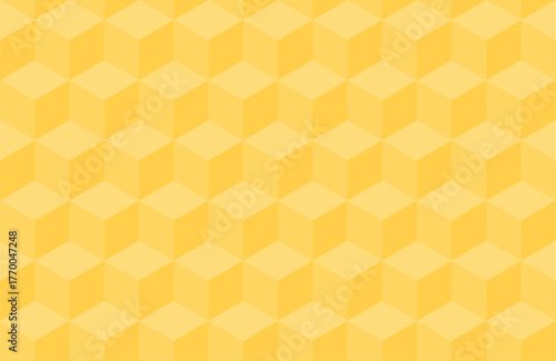 Seamles three dimensional yellow cubic pattern for background.