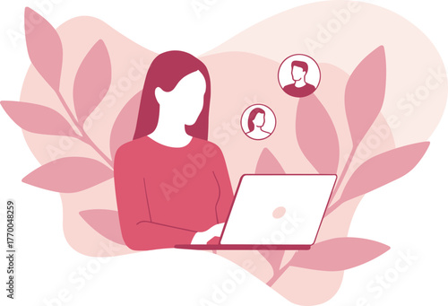 Multiracial People Having Conversation Online Meeting Vector Illustration Communication Discussion Dialogue Concept.