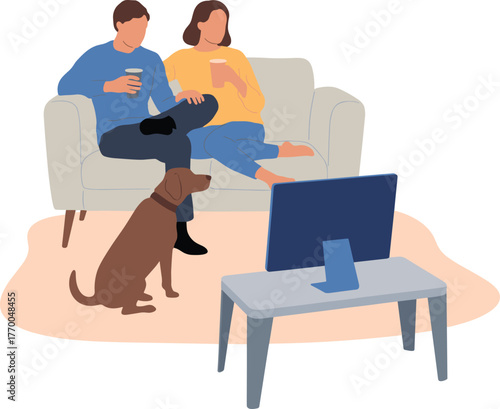 Man Performing Yoga Tree Pose Vector Illustration Wellness Exercise Meditation Healthy Lifestyle Balance.