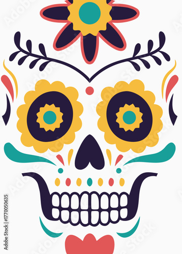 a colorful skull with flowers