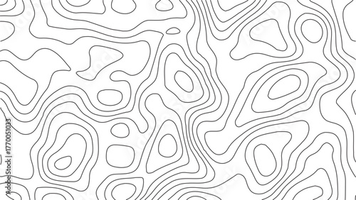 Topography map-inspired seamless vector texture with curved contour lines and subtle white grid overlays for nature and outdoor branding. Topographic map contours, White wave paper curved reliefs abst