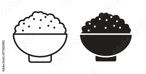 Bowl rice icon for mobile app, editable designs