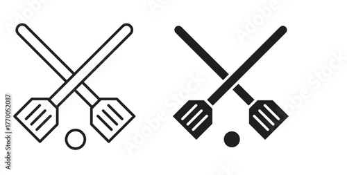 Broom-ball icon for mobile app, editable designs