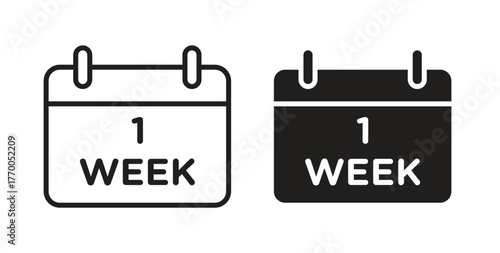 Calendar week icon for mobile app, editable designs