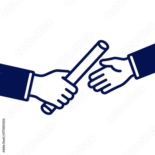 Hands passing baton in relay race symbolizing teamwork  