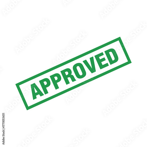 Green Approved Stamp Graphic Element Diagonal Orientation Perfect for Official Documents and Confirmations