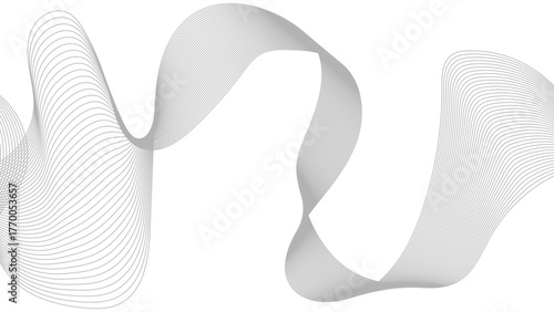 Abstract wave element for design. Digital frequency track equalizer. Wave with lines created using blend tool. Curved wavy line, smooth stripe.
