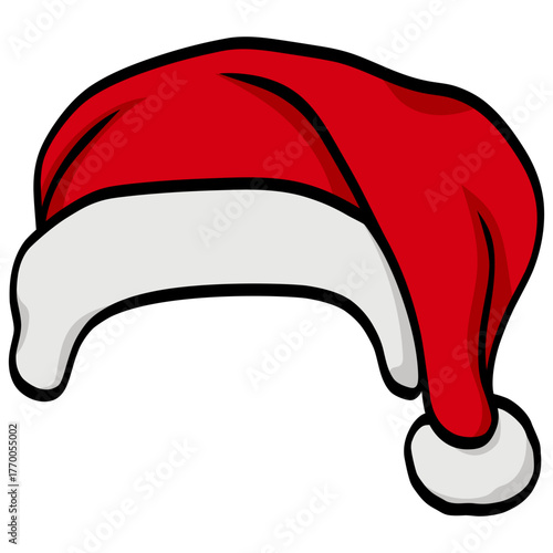 Santa Hat Christmas Red and White Cap Illustration