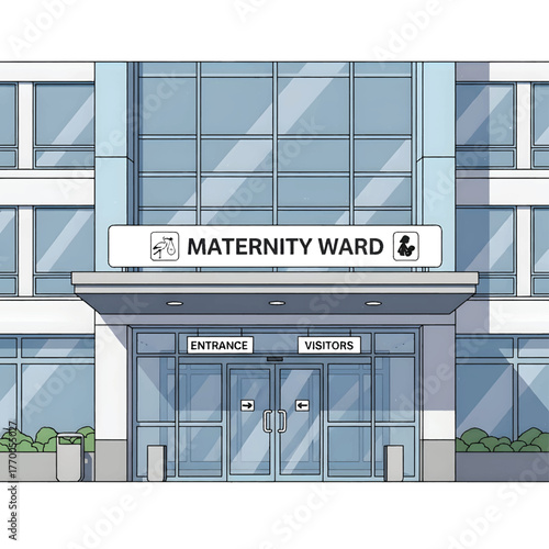 Maternity Ward Facade of a Modern Hospital