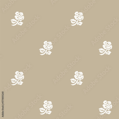 Neutral Colour Botanical Floral Seamless Pattern Design