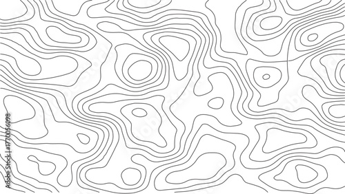 Topography map-inspired seamless vector texture with curved contour lines and subtle white grid overlays for nature and outdoor branding. Topographic map contours, White wave paper curved reliefs abst