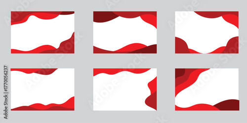 Six red and white abstract wave design templates background