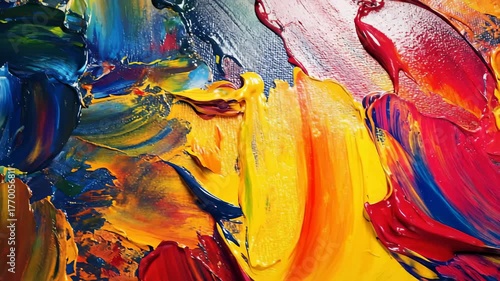 Abstract Art: Blending Colorful Paint Strokes on Canvas