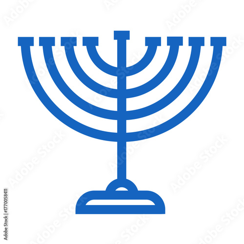 Hanukkah Candle Holder. Vector illustration of a simple empty menorah. Hand drawn minimal judaic symbol for holiday tradition.
