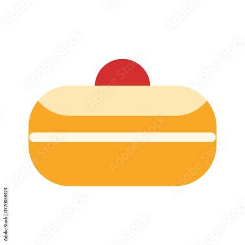 Simple isolated icon. Flat vector illustration of traditional jelly donut for Hanukkah on white background. 