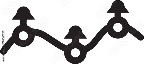 Streamlined road map concept showing three roundabouts, perfect for transportation planning, route optimization, and modern navigation app designs, originally vector graphic