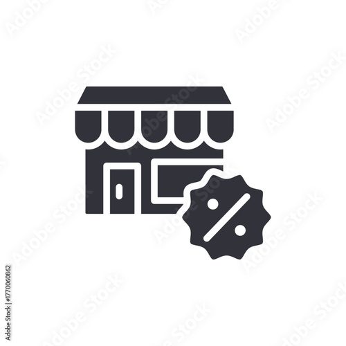 Storefront Discount Offer Icon Illustration Retail Savings