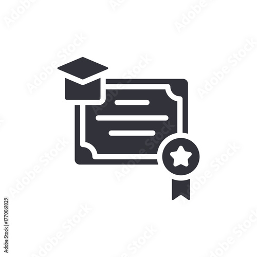Graduation Certificate With Academic Cap Education Icon
