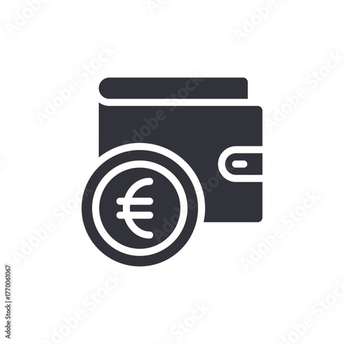 Euro Coin With Wallet Finance Icon Flat Illustration
