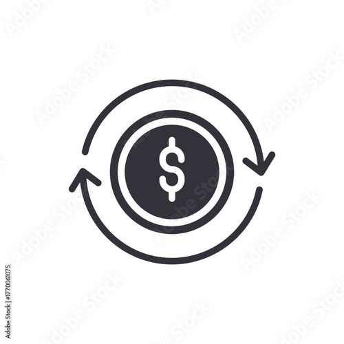 Money Circulation Symbol With Arrows, Coin Exchange Finance