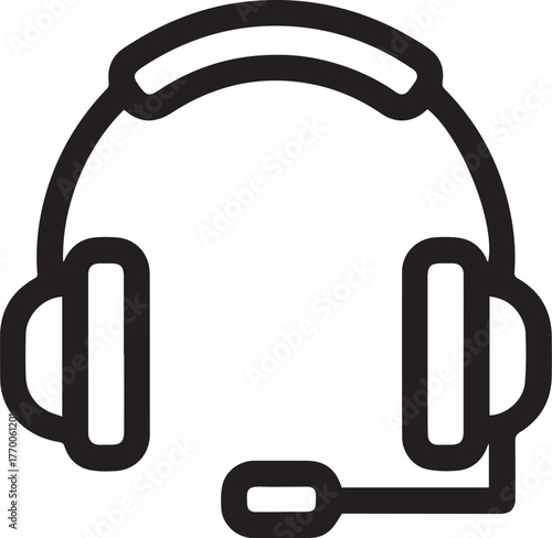 Streamlined headset icon delivers clear communication, perfect for call centers, customer service, and virtual meetings, originally a scalable vector graphic