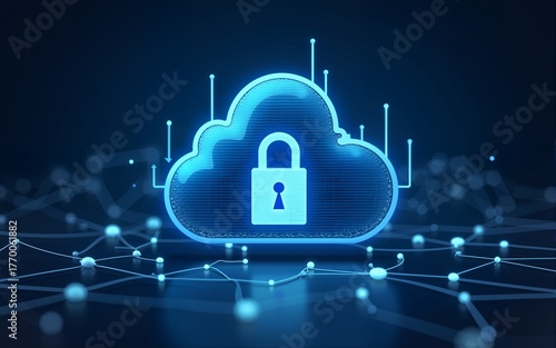 cloud computing data storage online and security technology. cloud security network policy. vector illustration fantastic technology. High quality