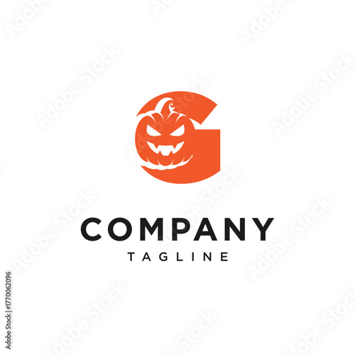 Letter G Pumpkin Halloween Logo Icon Vector