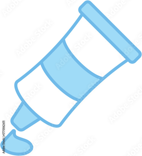 Squeezed Paint or Glue Tube Icon in Light Blue