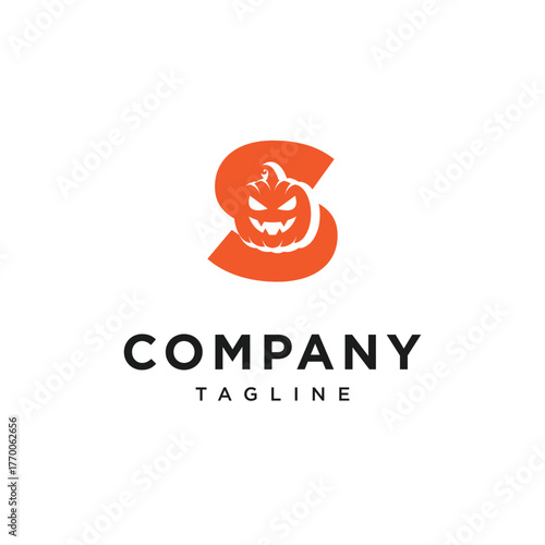 Letter S Pumpkin Halloween Logo Icon Vector