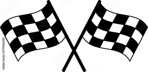Vector illustration of two checkered racing flags crossing each other for motorsport or competition theme