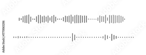 A set of vector audio sound wave icons, illustrating wave forms, voice signals, or digital equalizer patterns.	