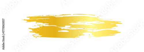 Gold bronze glitter paper piece brushstroke painting blot smear. Abstract glow shine stain on white background.Eps10