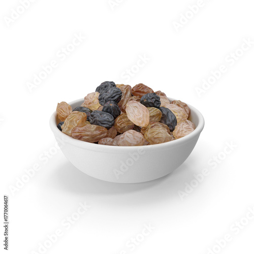Bowl of mixed raisins