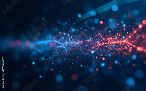 Digital abstract background for technological operations, neural networks, AI, data transmission and encryption, digital archives, audio and visual representations, scientific research. Copy space