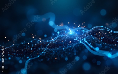 Digital abstract background for technological operations, neural networks, AI, data transmission and encryption, digital archives, audio and visual representations, scientific research. Copy space