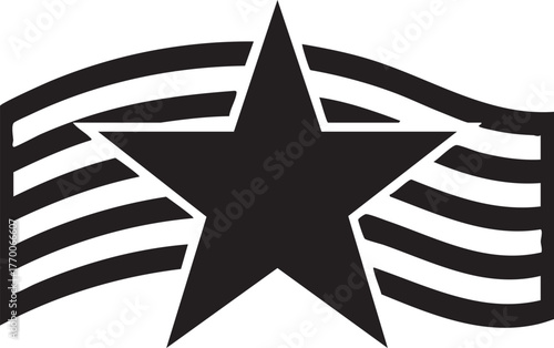 Flag Day Star Silhouettes Five Point Waving Banner National Pride Design