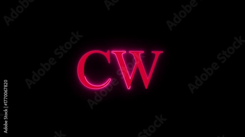 Neon CW Glowing Letters On Dark Backdrop