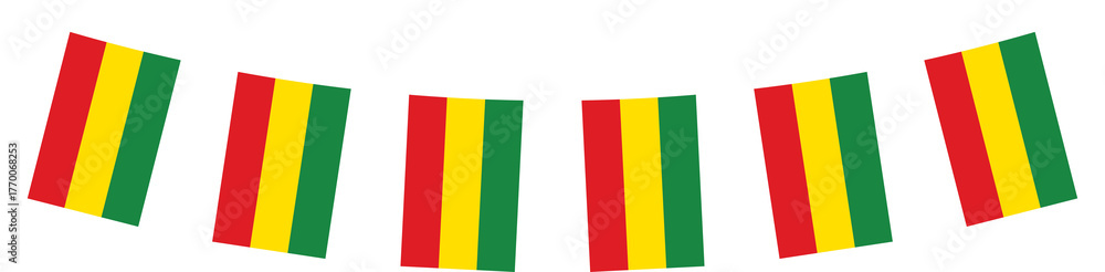 Fototapeta premium Red, yellow and green colored party bunting as the colors of the Black History Month flag. Flat design illustration.