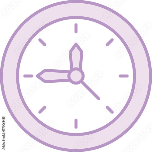 Classic Analog Wall Clock Icon in Lavender