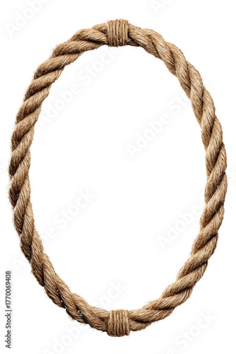 Oval rope frame isolated on black, nautical and rugged style