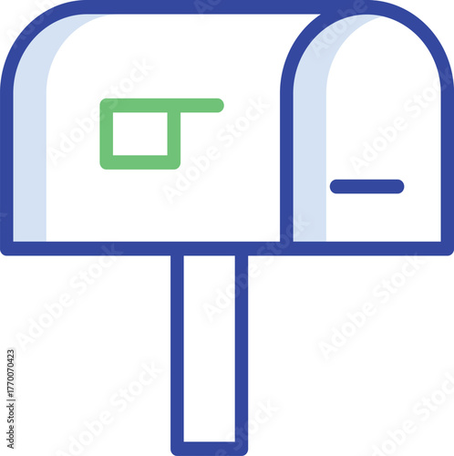 Retro mailbox with post and flag illustration
