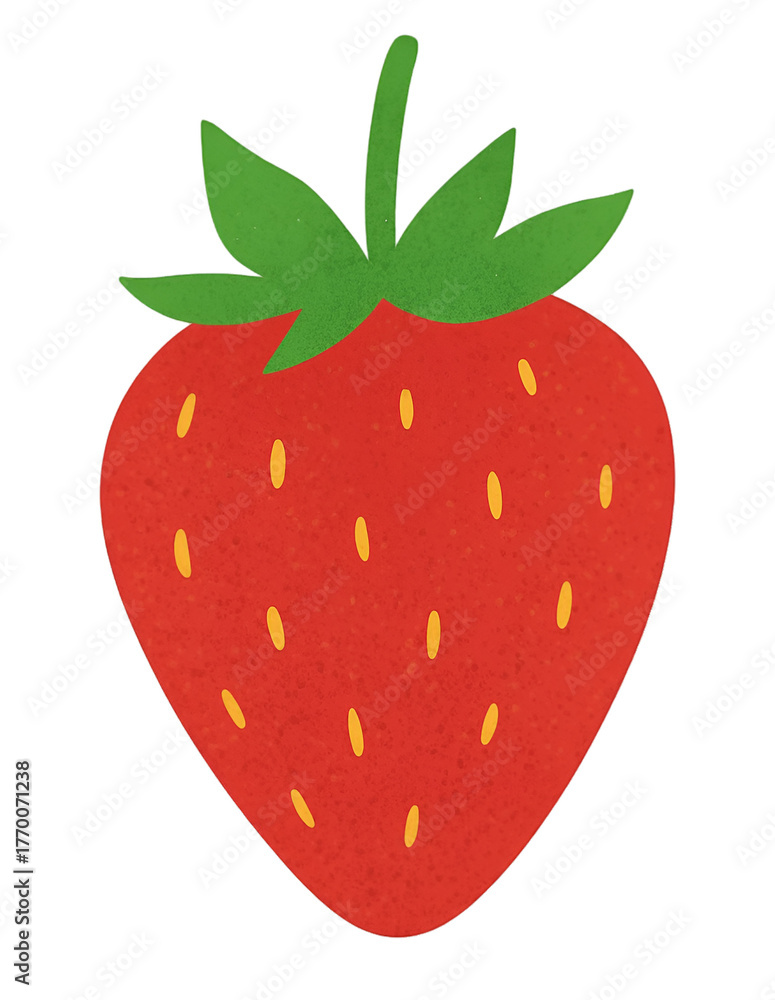 Obraz premium いちご フラット質感イラスト 透明PNG アウトラインなし 食品素材 パッケージ ラベル カフェメニュー レシピカード Webアプリデザイン ポスター ステッカー アイコン向け