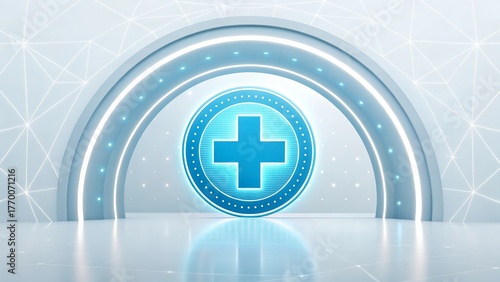 Stylized Medical Cross and Blue Circle Concept Logo for Diabetes Awareness