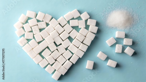 Sugar Cube Broken Heart Concept Symbolizing Effects of Diabetes