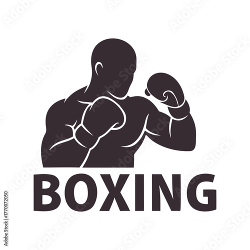 Boxer silhouette fighter vector illustration sport logo icon