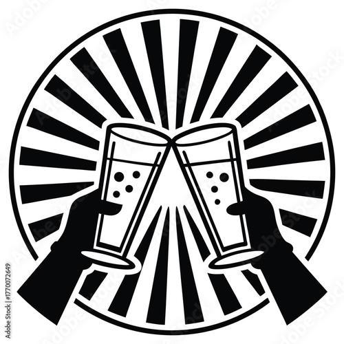 A black silhouette of a toasting friends